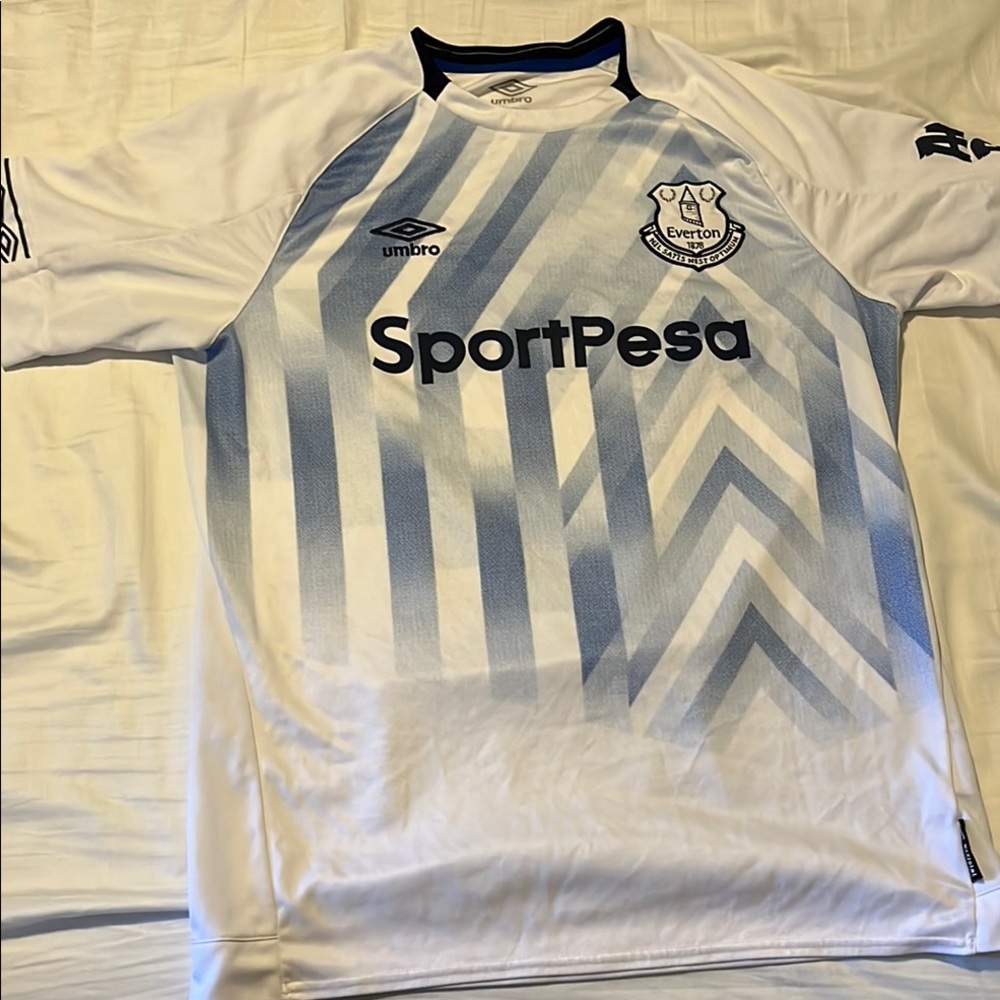 Umbro Everton FC White and Light Blue Striped Jersey